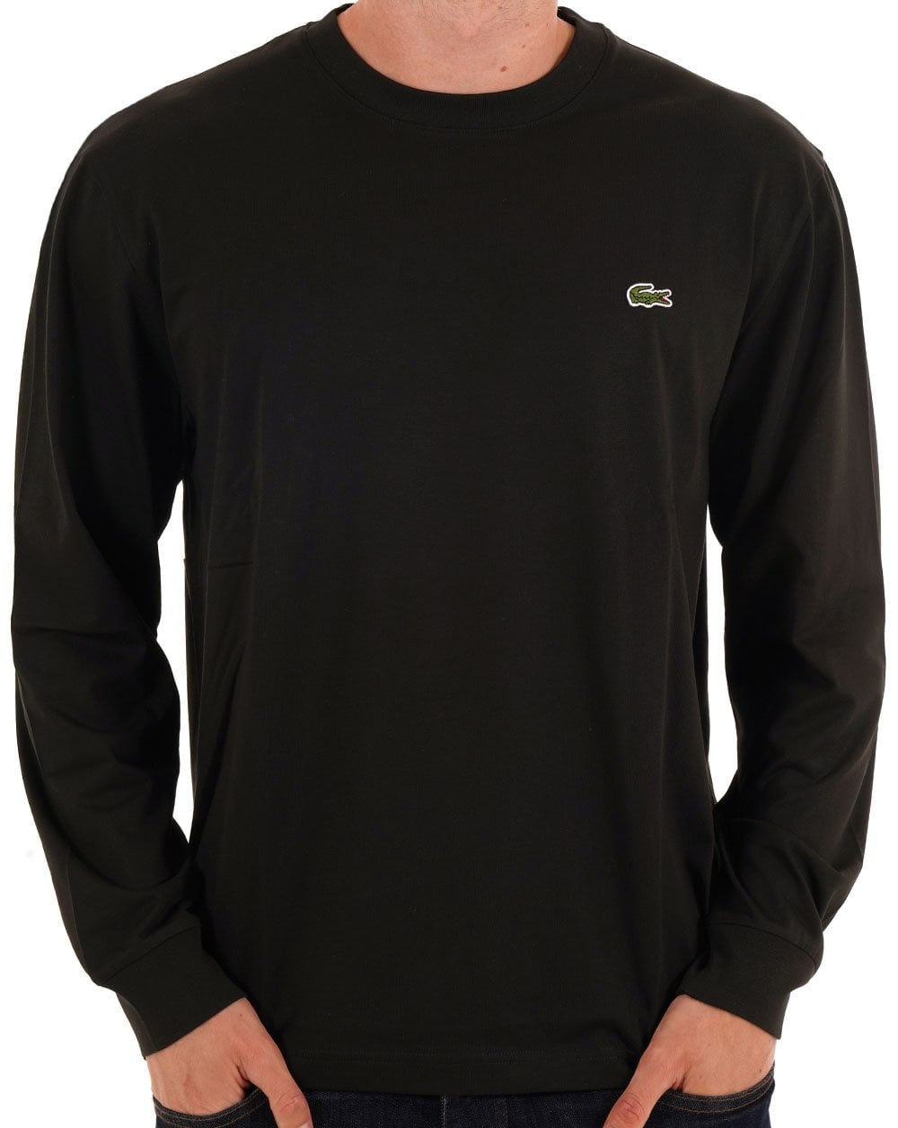 Lacoste Long Sleeve Cotton T Shirt Black