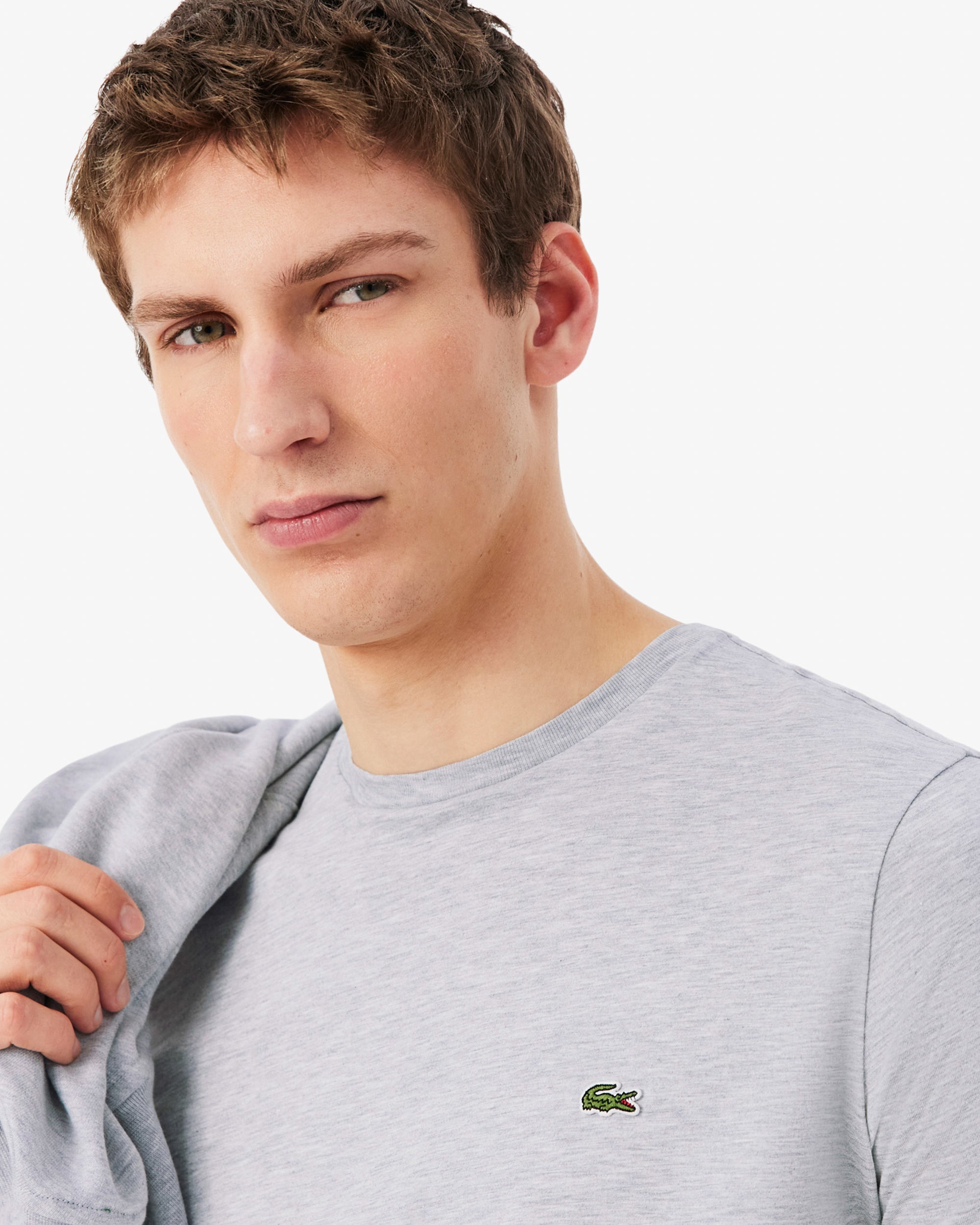 Lacoste Mens Crew Neck Pima Cotton Jersey T-Shirt - Silver Chine CCA