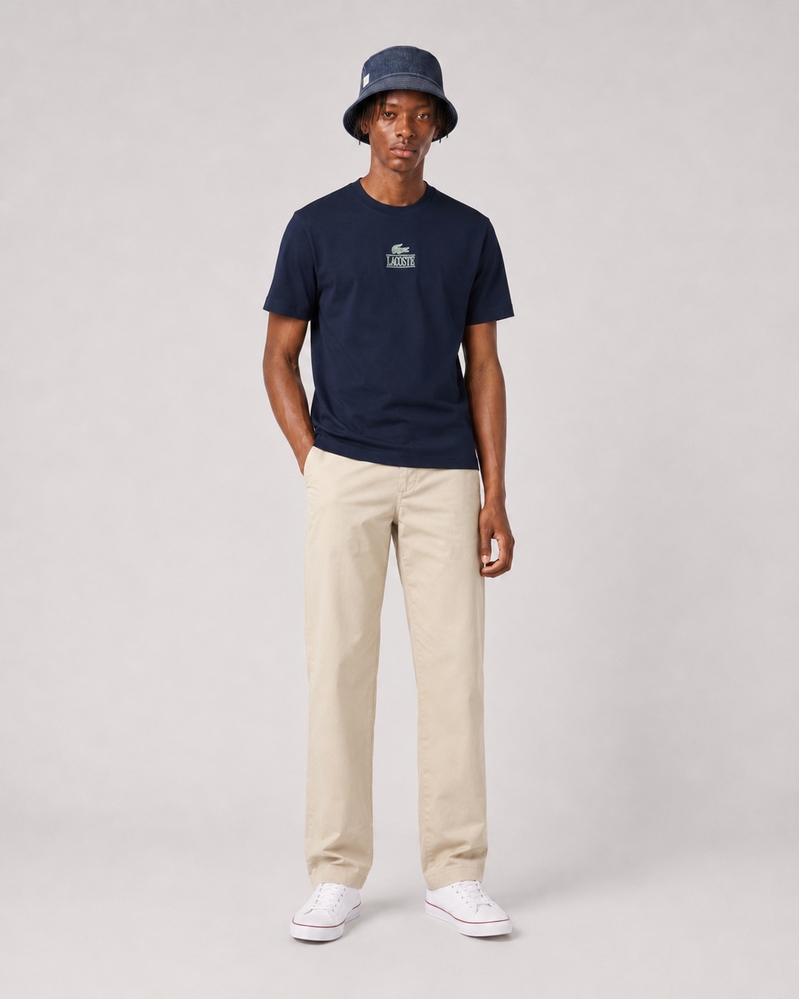 Lacoste Unisex Regular Fit Cotton Jersey Branded T-Shirt Navy Blue TH1147 166