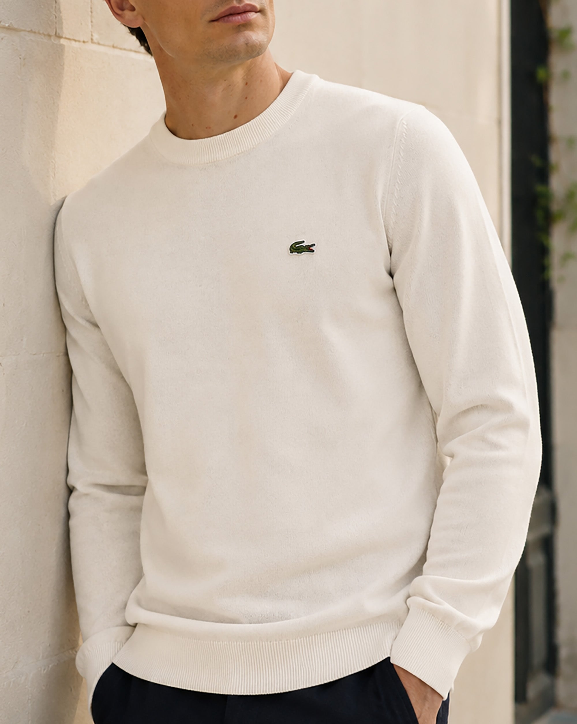 Lacoste Crew Neck Knit Jumper Flour