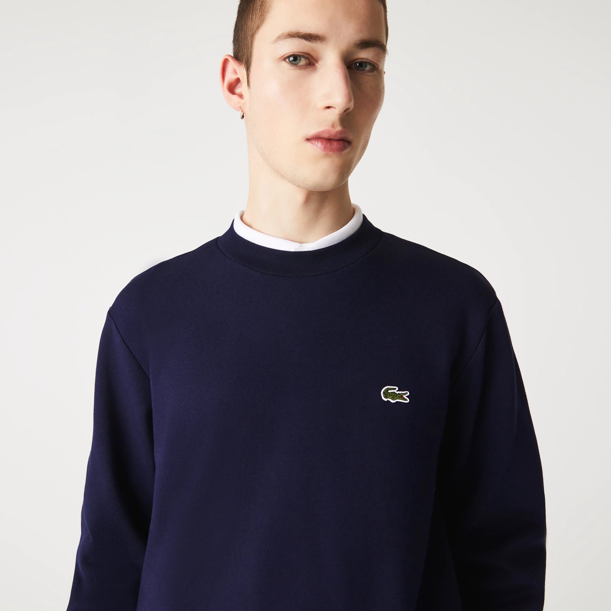Lacoste Cotton Fleece Crew Neck Sweatshirt - Navy