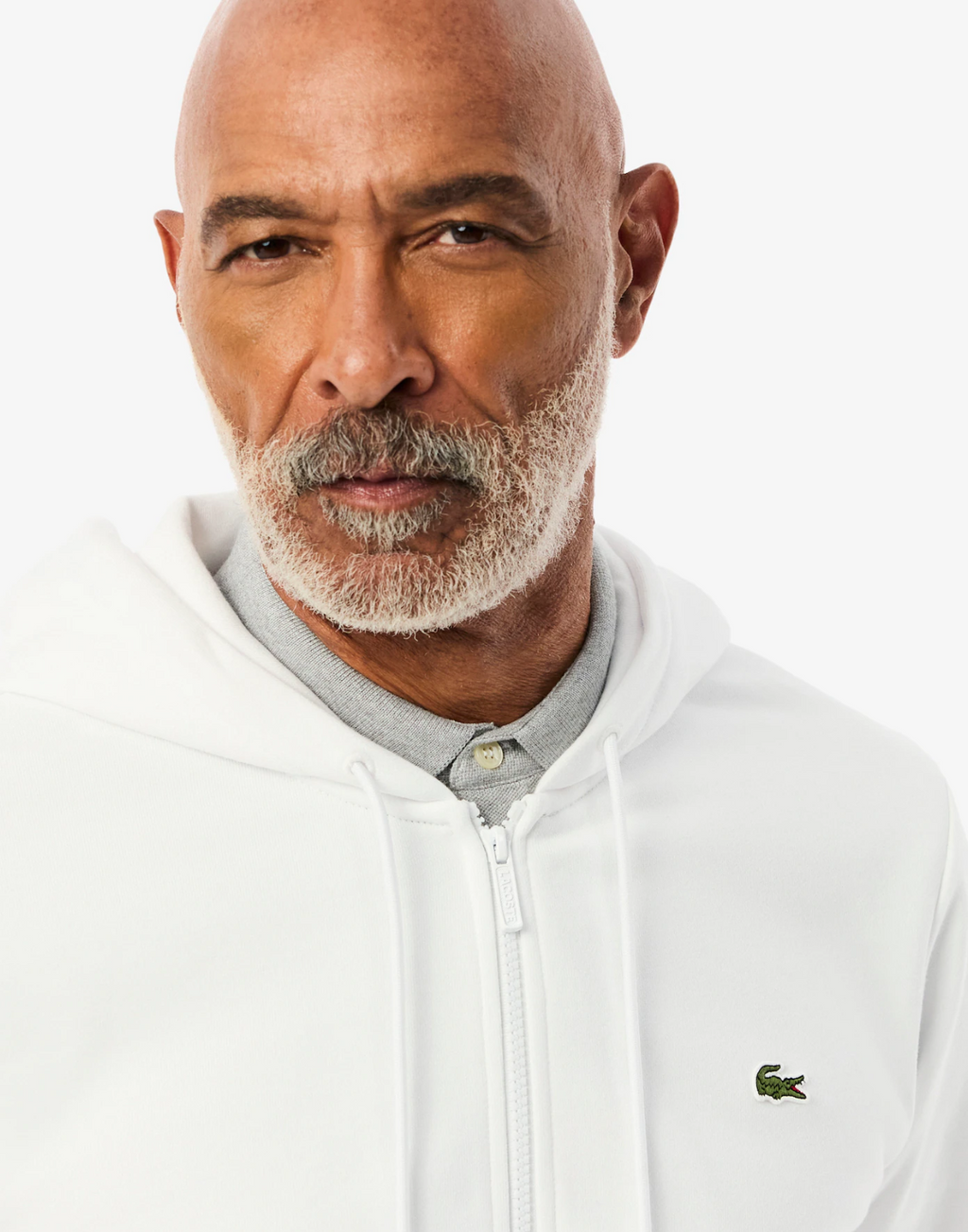 Lacoste Classic Fit Zip-Up Fleece Sweatshirt - White