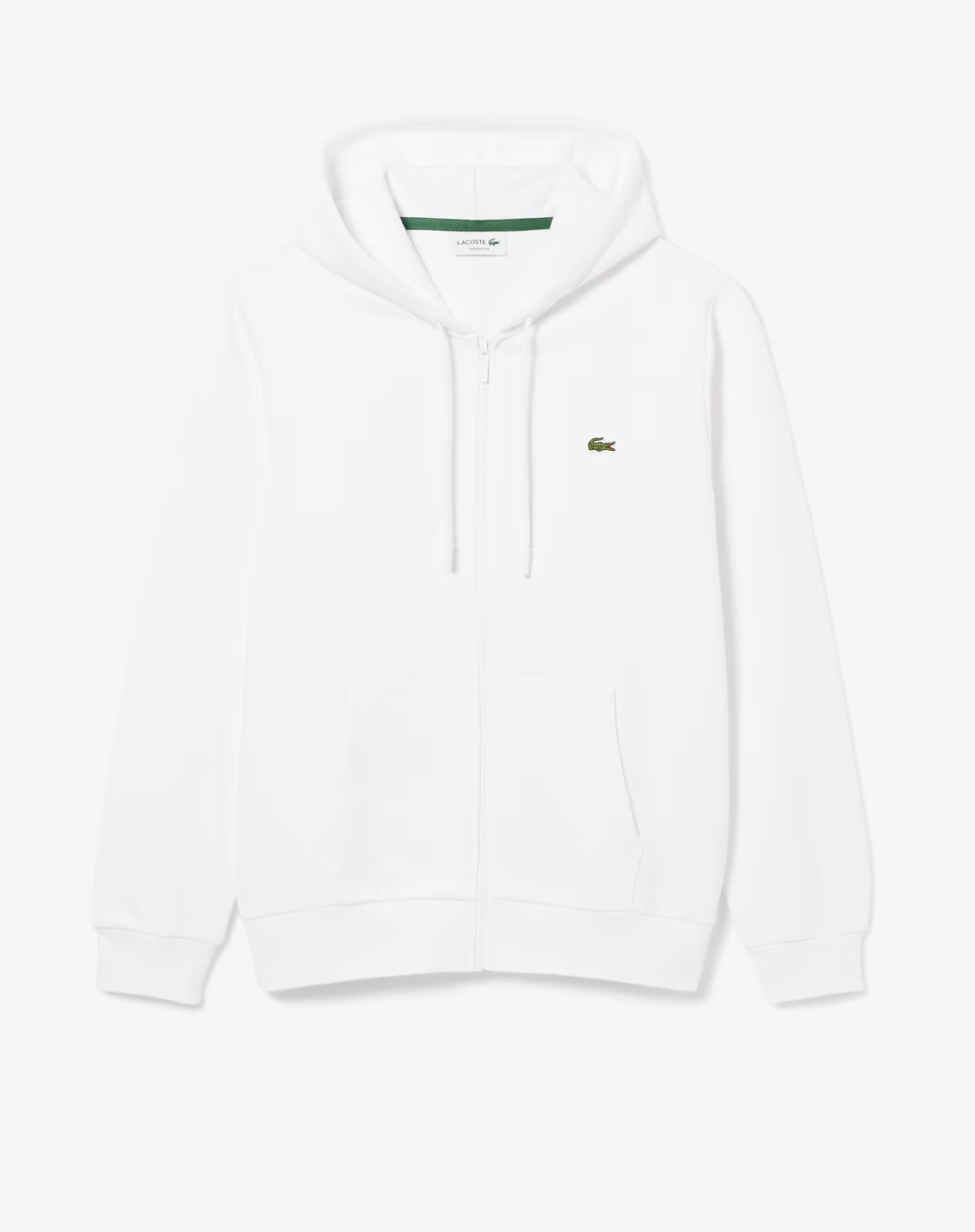 Lacoste Classic Fit Zip-Up Fleece Sweatshirt - White