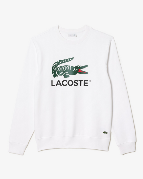 Lacoste Classic Fit Fleece Crewneck Sweatshirt - White