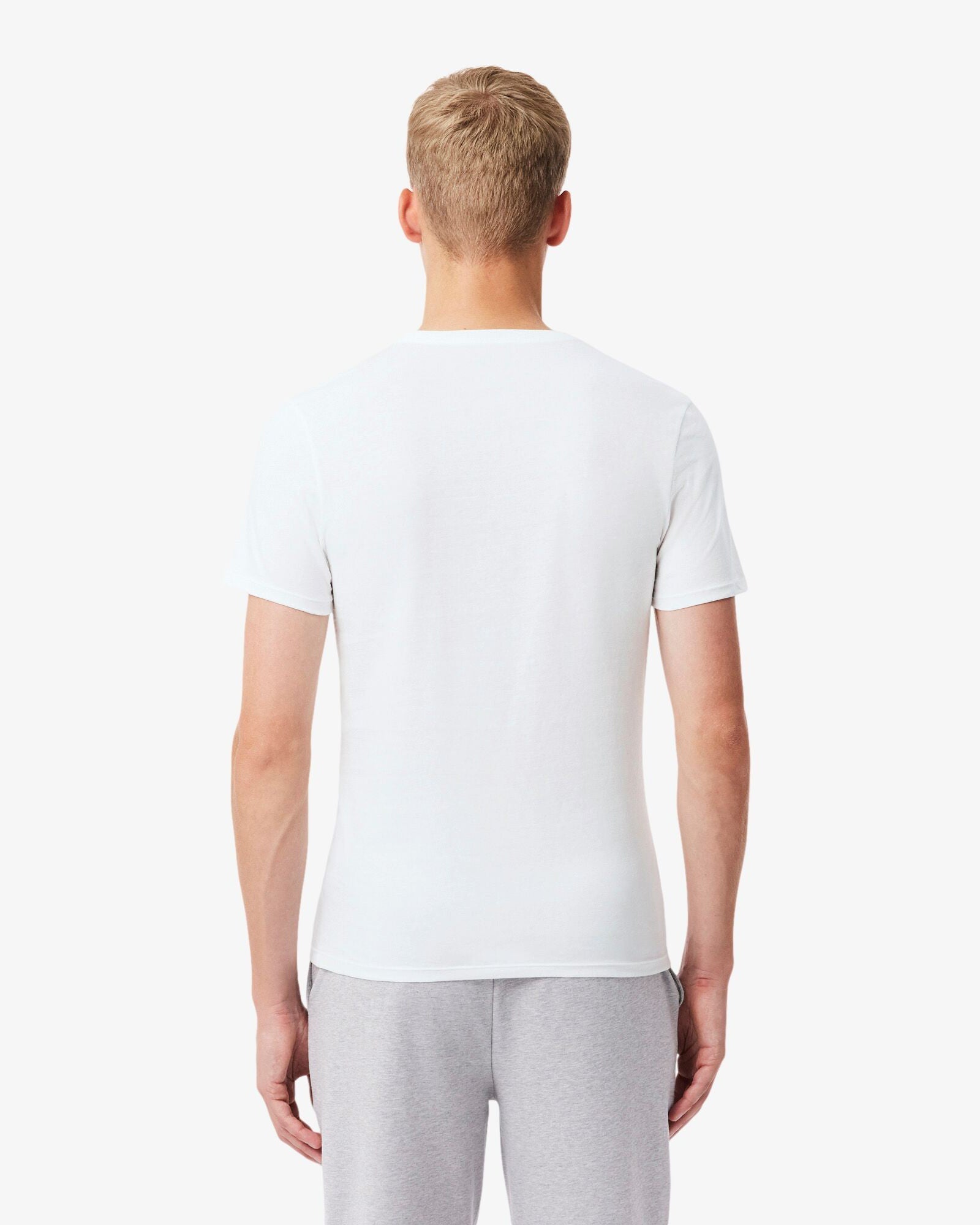 Lacoste Mens 3-Pack Plain Mens T-Shirts - White/Silver Chine-Black BXY