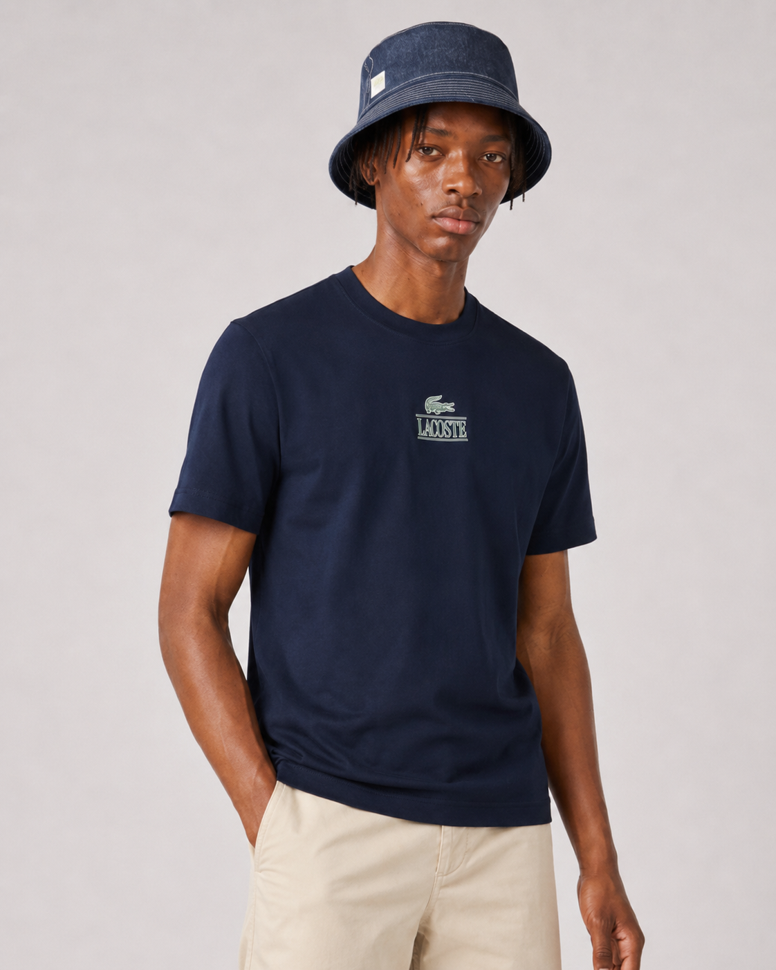 Lacoste Unisex Regular Fit Cotton Jersey Branded T-Shirt Navy Blue TH1147 166